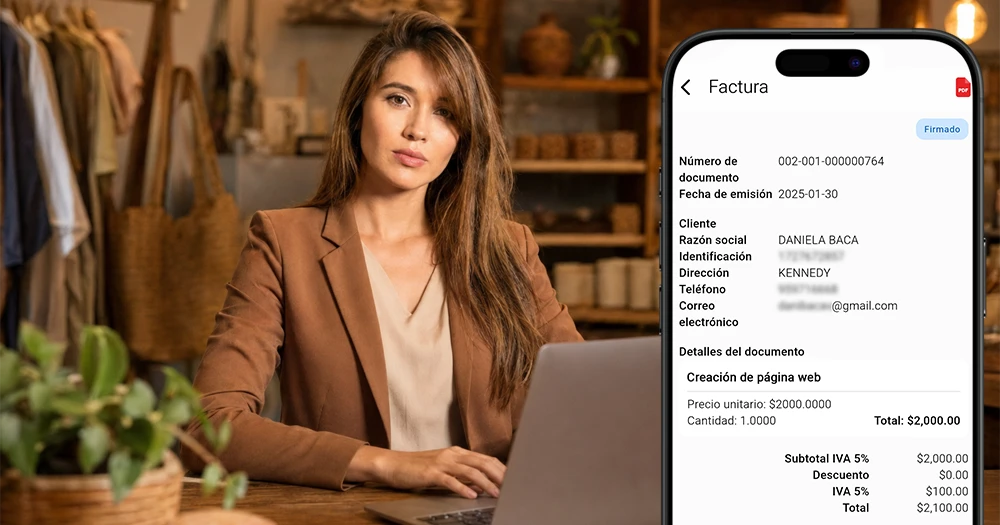 Comerciante revisando la facturación de su tienda en línea