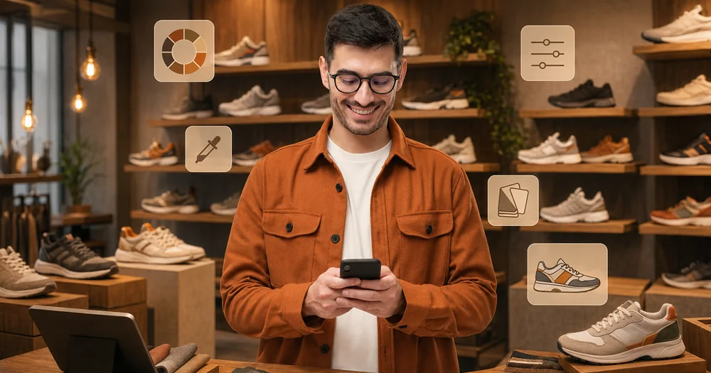 Emprendedora personalizando el diseño de su tienda en línea